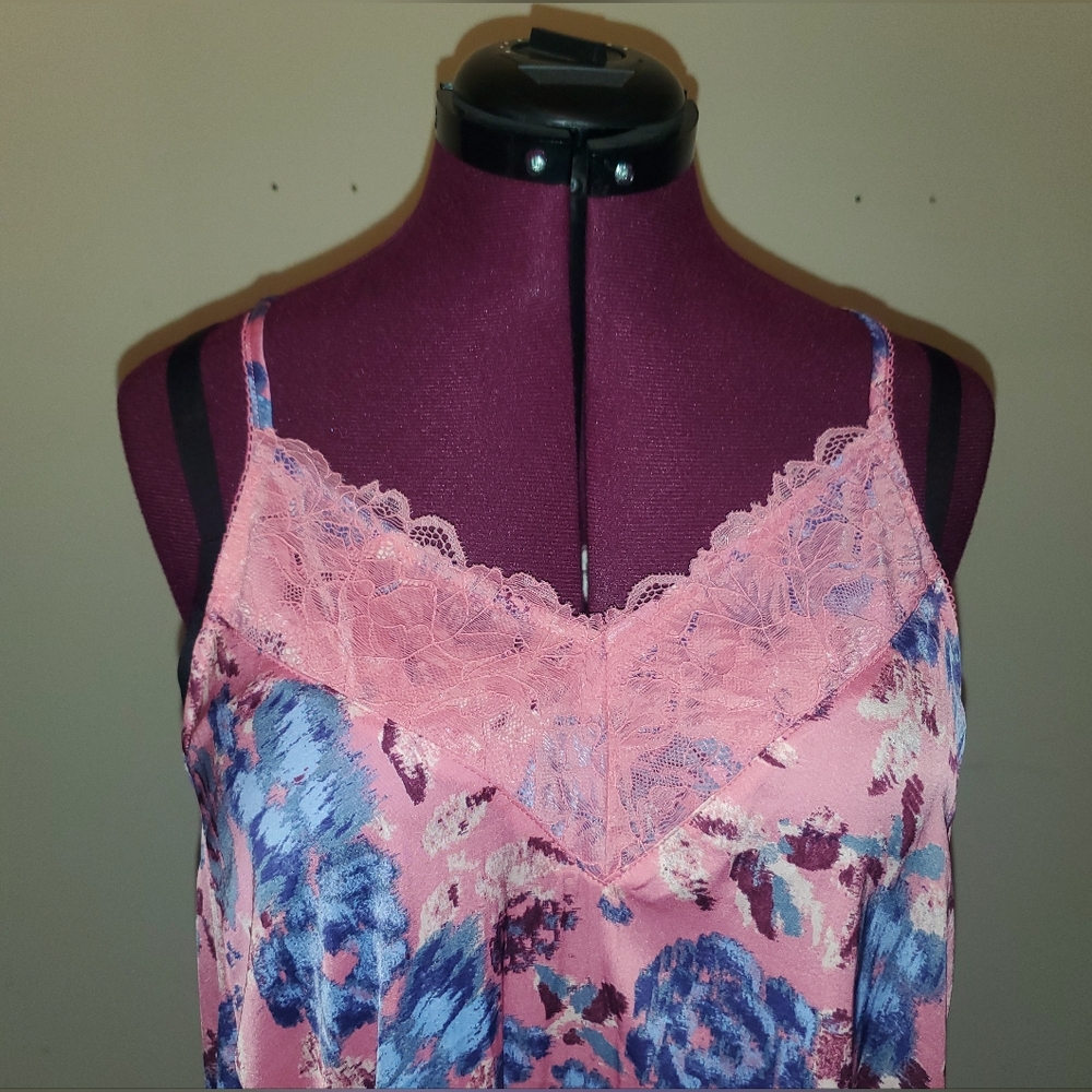 Intimately Free People First Date Pink Floral Lace-Trim Maxi Slip Dress Sz S - Picture 9 of 13